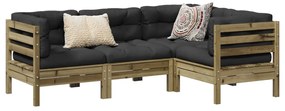 vidaXL 4 részes impregnált fenyőfa kerti ülőgarnitúra párnával