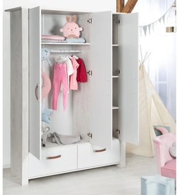 Világosszürke gyerek ruhásszekrény 136x190 cm Mila – Roba