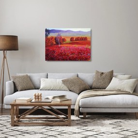 Egy vörös táj képe (üvegen) (70x50 cm)