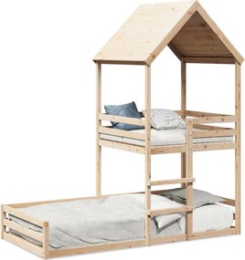 vidaXL tömör fenyőfa emeletes ágy matrac nélkül 90 x 200 cm