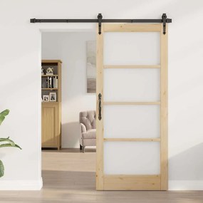 Egyszerű Csúszó Ajtó Barna 86 x 211 cm Fa és fém
