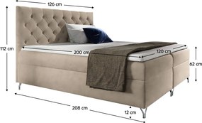 Boxspring ágy, 120x200, bézs Velvet szövet, GULIETTE + ajándék