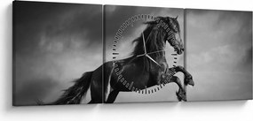 Kép - Fekete-fehér ló (órával) (90x30 cm)