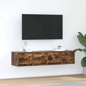 2 db füstös tölgy színű szerelt fa TV-szekrény 60x31x25,5 cm