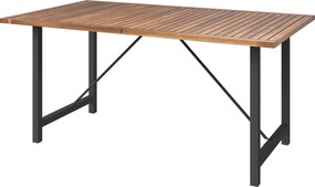 Outsunny Akác és Acél Kerti Asztal, Téglalap Alakú Kültéri Asztal Rácsos Felülettel, Erkély Asztal Teraszra, Udvarra és Kültérre, 160x90x75 cm, Teak |