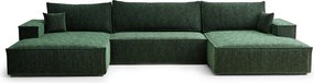 Sötétzöld zsenília kinyitható-tárolóhelyes sarokkanapé (U alakú) Kyoto – Maison de Rêve
