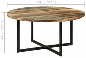 tömör újrahasznosított fa étkezőasztal 150 x 75 cm