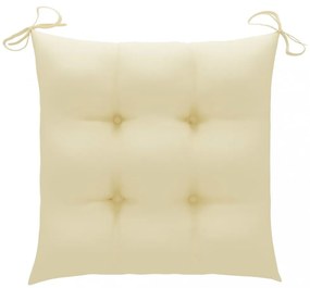 2 db tömör tíkfa kerti szék krémfehér párnával