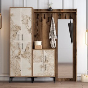 Előszobafal Berlin ABC - Walnut, White Marble
