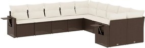 vidaXL 10 részes barna polyrattan kerti ülőgarnitúra párnákkal