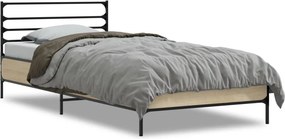 vidaXL sonoma tölgyszínű szerelt fa és fém ágykeret 90 x 190 cm