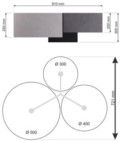 Mennyezeti lámpa SPACE 3xE27/60W/230V szürke/fekete/ezüst