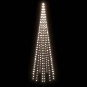 karácsonyfa zászlórúdon 310 hideg fehér LED-del 300 cm