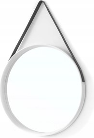 Függő Tükör Csíkos Kerek Ø 51 CM Mdf Üveg Fehér 76 X 4,5 CM