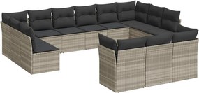 vidaXL 13 részes világosszürke polyrattan kerti ülőgarnitúra párnákkal