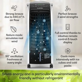 Klarstein Maxfresh, ventilátor, léghűtő, 4 v 1, 6L, 65W, távirányító, 2 x jégcsomag