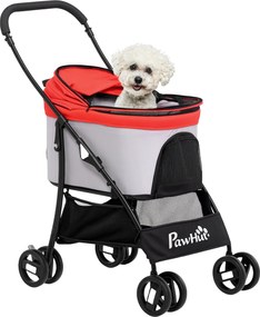 PawHut Összecsukható 3 az 1-ben Háziállat Hintó Kicsi Kutyák Számára Leválasztható Vagonkocsival, Tárolókosárral, Biztonsági Pántokkal és Párnával, Ma