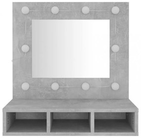 betonszürke tükrös szekrény LED-ekkel 60 x 31,5 x 62 cm