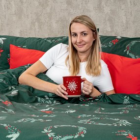 4Home karácsonyi pamut ágyneműhuzat Poinsettia, 140 x200 cm, 70 x 90 cm, 140 x 200 cm, 70 x 90 cm