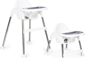 Etetőszék 2 az 1-ben tálcával övekkel fehér