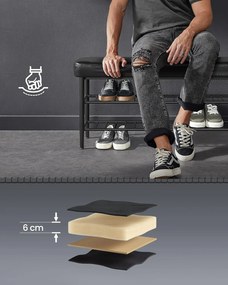 VASAGLE EKHO modern műbőr cipős pad, 100 cm, tintafekete