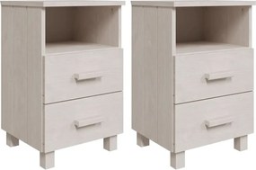 vidaXL HAMAR 2 db fehér tömör fa éjjeliszekrény 40 x 35 x 62 cm