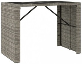 szürke polyrattan üveglapos kerti asztal 145 x 80 x 110 cm