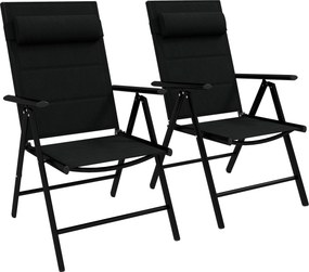 Outsunny 2 Képessék Fűrdőszék Kerti Szék Alumínium Kerettel, Fejtámlával és Karfákkal, 130 kg Kapacitású Teraszra és Strandra, 54x67x108 cm Fekete | A