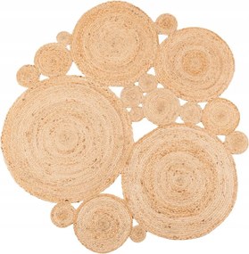 Juta szőnyeg kerek patchwork bézs 140cm mozaik