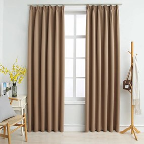 vidaXL 2 db tópszínű sötétítőfüggöny kampókkal 140 x 225 cm