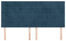 4 db sötétkék bársony fejtámla 80 x 5 x 78/88 cm