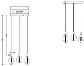 Trio - LED Dimmelhető csillár zsinóron GINSTER 3xE27/8W/230V