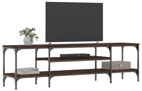 barna tölgyszínű szerelt fa és vas TV-szekrény 161x35x45 cm