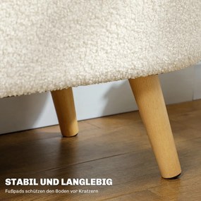 HOMCOM Tárolópad fedéllel, lábtartó előszobába, fa, szövethuzat, 82 x 41 x 45 cm, fehér