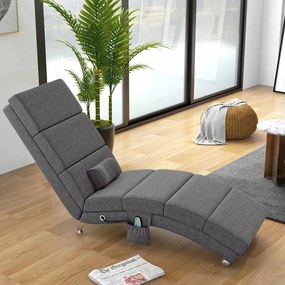 HOMCOM Masszázsfotel, dönthető, nyugágy, 8 vibrációs pont 5 üzemmód, szürke