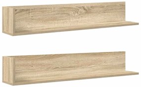 2 db sonoma tölgy színű szerelt fa fali polc 100x16,5x16,5 cm