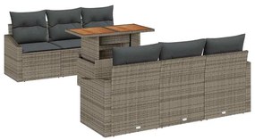 vidaXL Kerti Kanapé Szett tárolóval 7 pcs Szürke Poli rattan