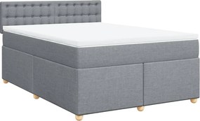 vidaXL világosszürke szövet rugós ágy matraccal 140 x 190 cm