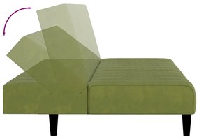 kétszemélyes világoszöld bársony kanapéágy