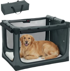 PawHut összecsukható puha háziállat-ketrec párnával, levehető mosható huzattal, szellőző 600D Oxford szövet, macskáknak és kutyáknak akár 38 kg-ig — k