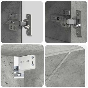 Fürdőszobai tükörszekrény Beton szürke 80 x 17 x 55 cm Faanyag