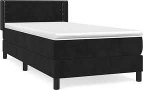 vidaXL fekete bársony rugós ágy matraccal 100 x 200 cm