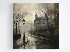 Vászonkép Canvas Ködös London Viktoriánus Utca Világítótornyok 40x40