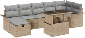 vidaXL Kerti Kanapé Szett párnával tárolóval 8 pcs Bézs Poli rattan