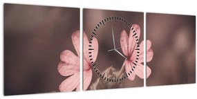 Rózsaszín virág képe (órával) (90x30 cm)