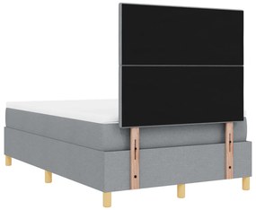 Box Spring Ágy Matrac &amp; LED Világosszürke 120x190 cm Szövet