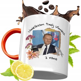 Donald Tusk Narancssárga Bögre Ajándék, fényképes nyomattal