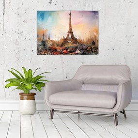 Üveg kép - Az Eiffel-torony festménye (70x50 cm)