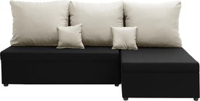 BODZO Kinyitható sarokkanapé Fekete/krém
