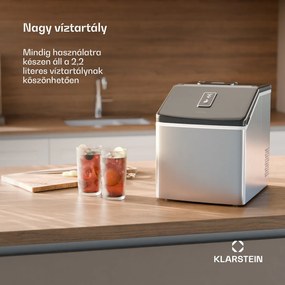 Klarstein Clearcube, jégkocka készítő, 13 kg/24 h, rozsdamentes acél, fekete